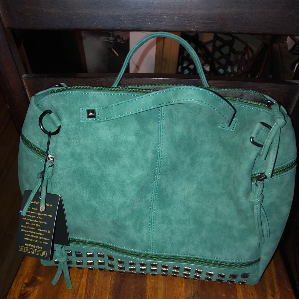 Aqua satchel purse